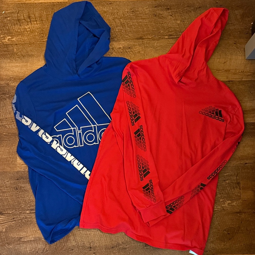 Adidas Red and Blue Logo Hoodies